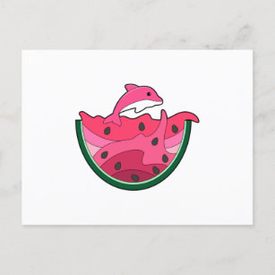Cartão Postal Golfinho com melancia