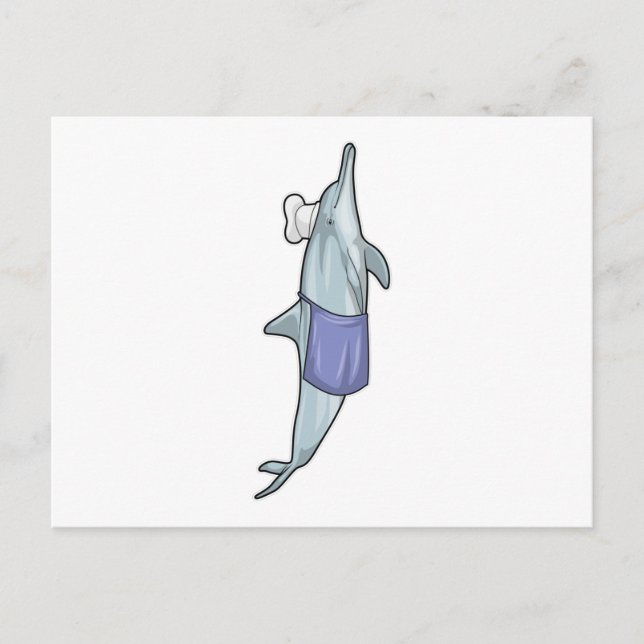 Cartão Postal Golfinho como Cozinheiro com chapéu de Chef (Frente)