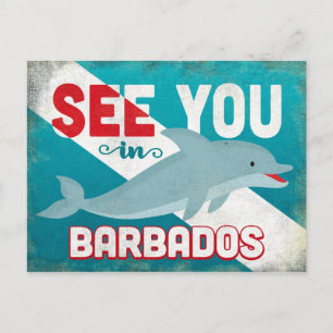 Cartão Postal Golfinho de Barbados - Viagens vintage Retroativa