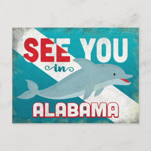 Cartão Postal Golfinho do Alabama - Viagens vintage retrô