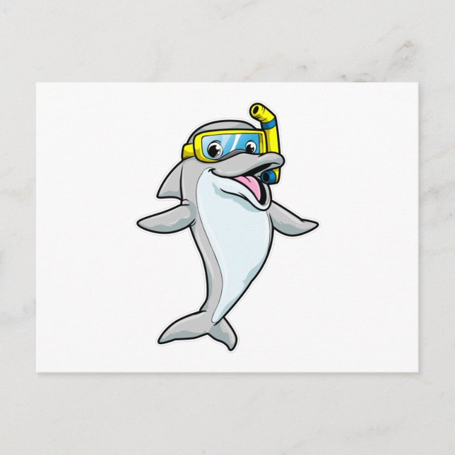 Cartão Postal Golfinho em Mergulho com Snorkel (Frente)