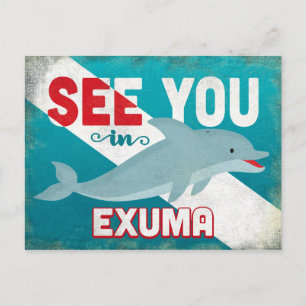 Cartão Postal Golfinho Exuma - Viagens vintage Retroativa