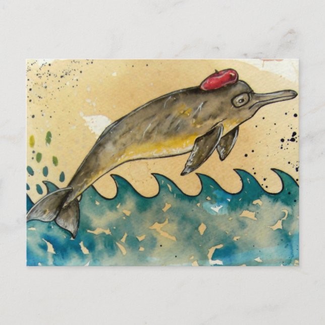 Cartão Postal Golfinho hipster (Frente)