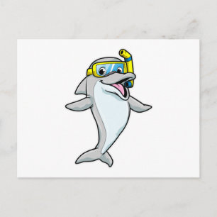 Cartão Postal Golfinho mergulhando com snorkel