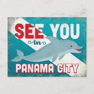 Cartão Postal Golfinho na Cidade do Panamá - Viagens vintage Ret