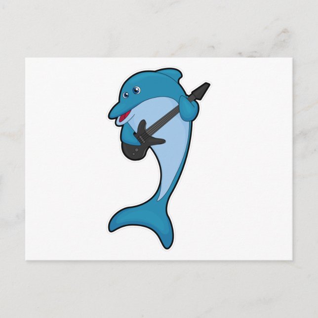 Cartão Postal Golfinho na Música com Violão (Frente)