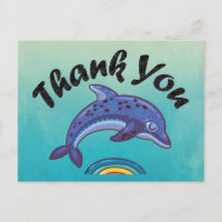 Golfinho Saltando Sobre Água Colorida Obrigado