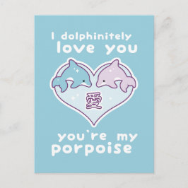 Cartão Postal Golfinhos de Amor Kawaii
