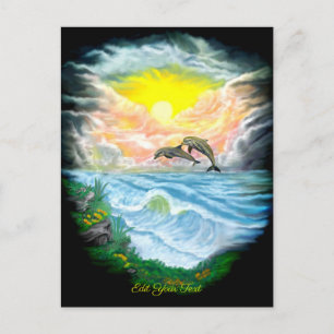 Cartão Postal Golfinhos Jogando ao Sol