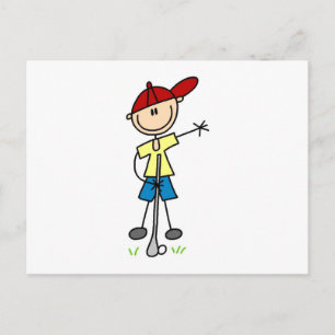 Cartão Postal Golfista Homem Figura de Palito