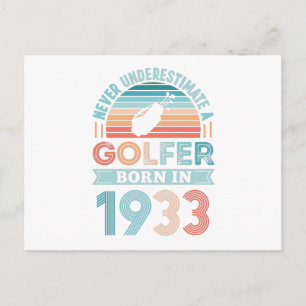 Cartão Postal Golfista nascido em 1933 Presente de 90º Aniversár