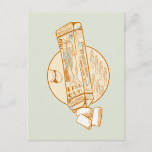 Cartão Postal Goma de mascar com sabor a sardinha peixe engraçad