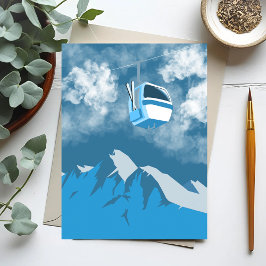 Cartão Postal Gondola Ride | Pintura de inverno na Montanha de E