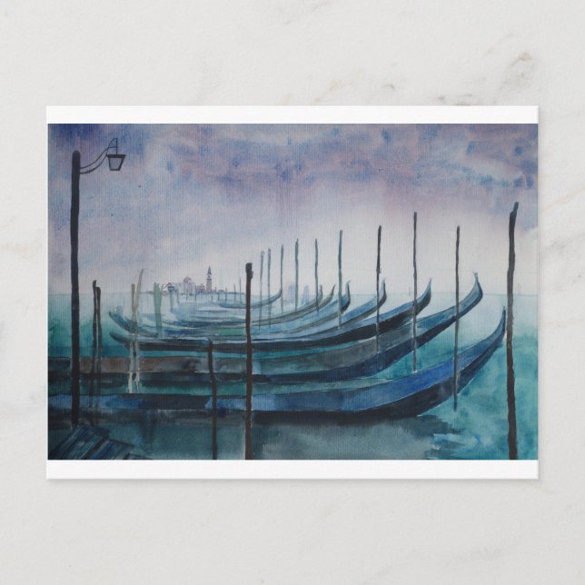 Cartão Postal Gondolas de Veneza (Frente)