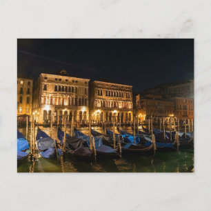 Cartão Postal Gôndolas de Veneza à Noite