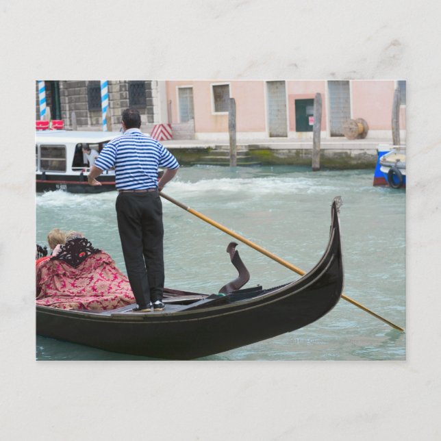 Cartão Postal Gondolas no canal de Veneza (Frente)
