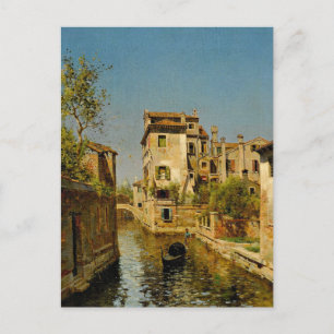 Cartão Postal Gondoleiro em um Canal Veneziano