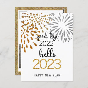 Cartão Postal Good Bye 2022 Hello 2023 Business Festive Firework