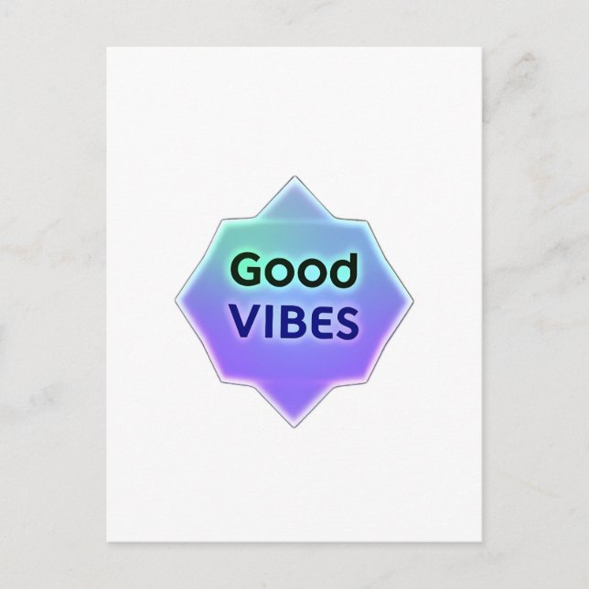 Cartão Postal "Good Vibes" Text on Gradient Star Shape (Frente)