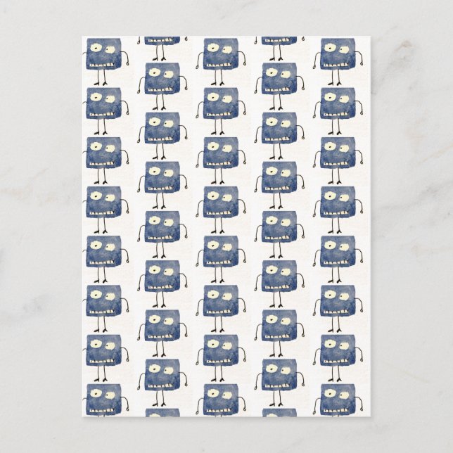 Cartão Postal Goofy Square Blue Cartoon Guy (Frente)