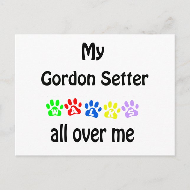 Cartão Postal Gordon Setter Walks Design (Frente)