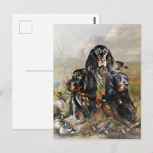 Cartão Postal Gordon Setters , Paixão por Aves , Arte (Frente/Verso)