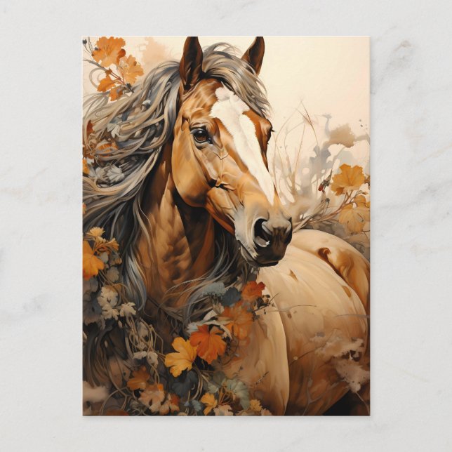 Cartão Postal Gorgegeous Brown Horse AI Art (Frente)