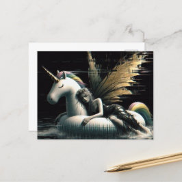 Cartão Postal Gorgeous Fairy adormecendo sobre a piscina de unic
