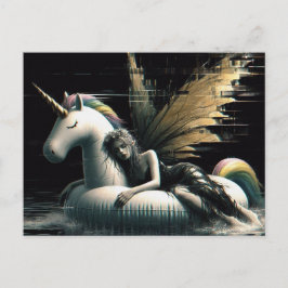 Cartão Postal Gorgeous Fairy adormecendo sobre a piscina de unic