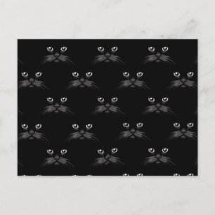 Cartão Postal Gorgeous Retro Black Cat Feline Pattern