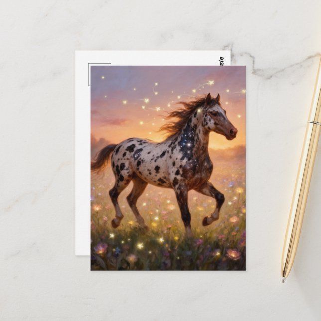 Cartão Postal Gorgeous Year of the Horse Appaloosa in Meadow (Frente/Verso In Situ)