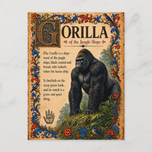 Cartão Postal Gorila, Arte do Bestiário Medieval