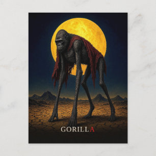 Cartão Postal Gorila capa curta gótico Surrealista