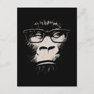 Cartão Postal Gorila hipster Com Óculos