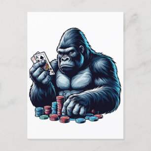 Cartão Postal gorilla ape jogando cartas jogando pôquer casino
