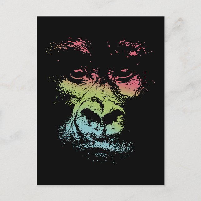 Cartão Postal Gorilla Face - Cor (Frente)
