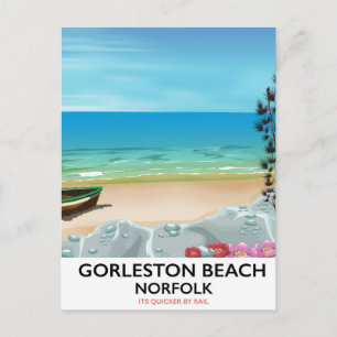 Cartão Postal Gorleston Beach Norfolk Rail poster.