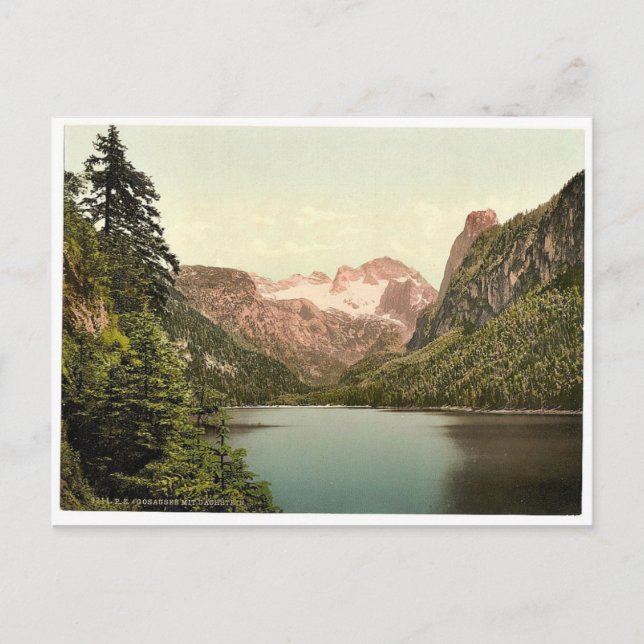 Cartão Postal Gosausee e Dachstein, Alta Áustria, Austro-Hung (Frente)