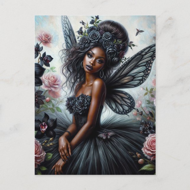Cartão Postal Goth Fairy With Dark Skin (Frente)