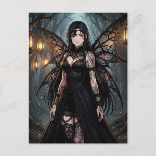 Cartão Postal Gothic Anime Fada Menina   Mantendo Contato