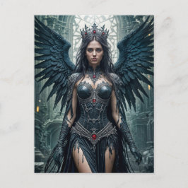 Cartão Postal Gothic Black Angel in Ancient Hall