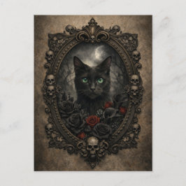 Cartão Postal Gothic Black Cat Postcard - Dark Victorian