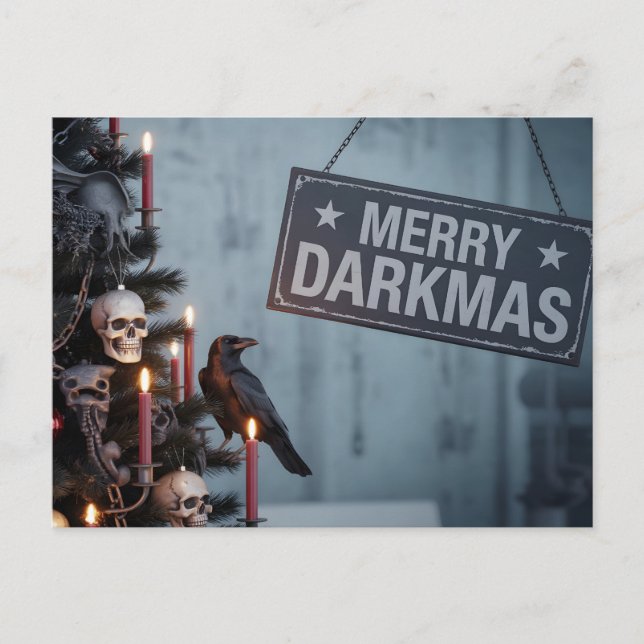 Cartão Postal Gothic "Merry Darkmas" Horror Christmas Tree (Frente)