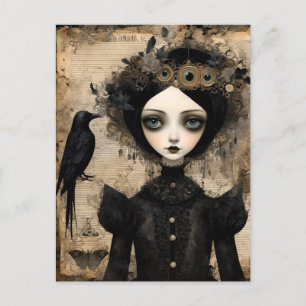 Cartão Postal Gothic Raven Princess Collage