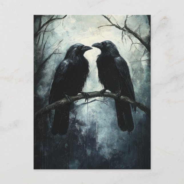 Cartão Postal Gótica Ravens: Uma Pintura Escura e Misteriosa de  (Frente)