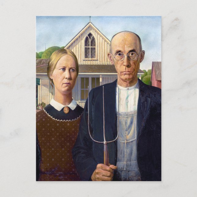 Cartão Postal Gótico Americano | Grant Wood | (Frente)