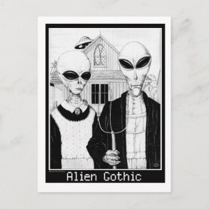 Cartão Postal Gótico Americano, Retratos de Alienígena, Aliens
