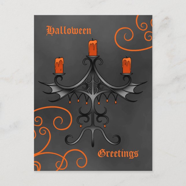 Cartão Postal Gótico candelabro Halloween (Frente)