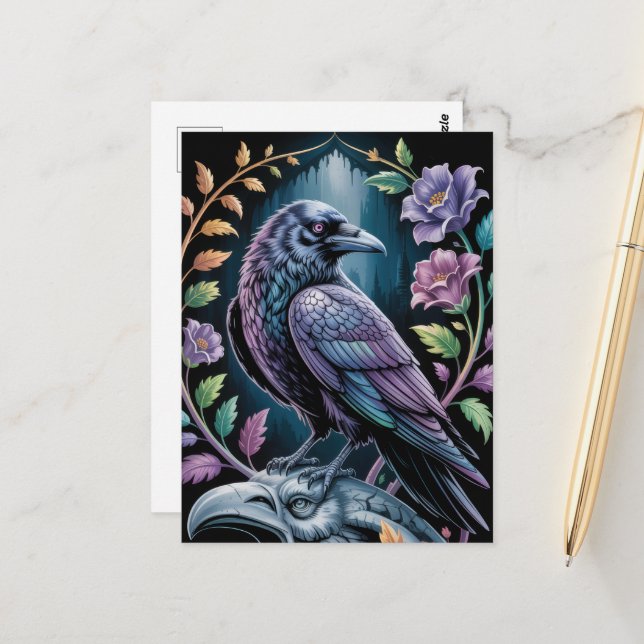 Cartão Postal Gótico Corvo Dark Academia Místico (Frente/Verso In Situ)