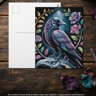 Cartão Postal Gótico Corvo Dark Academia Místico